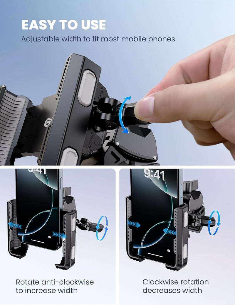 Grefay Bike Phone Mount for Electric, Mountain, Scooter, and Dirt Bikes [Camera Friendly] [1s Lock] Universal 360° Bicycle Handlebar Holder for iPhone 15/14/13 Samsung S23/S22 4.5-7" Smartphone (Grey) - Image 4